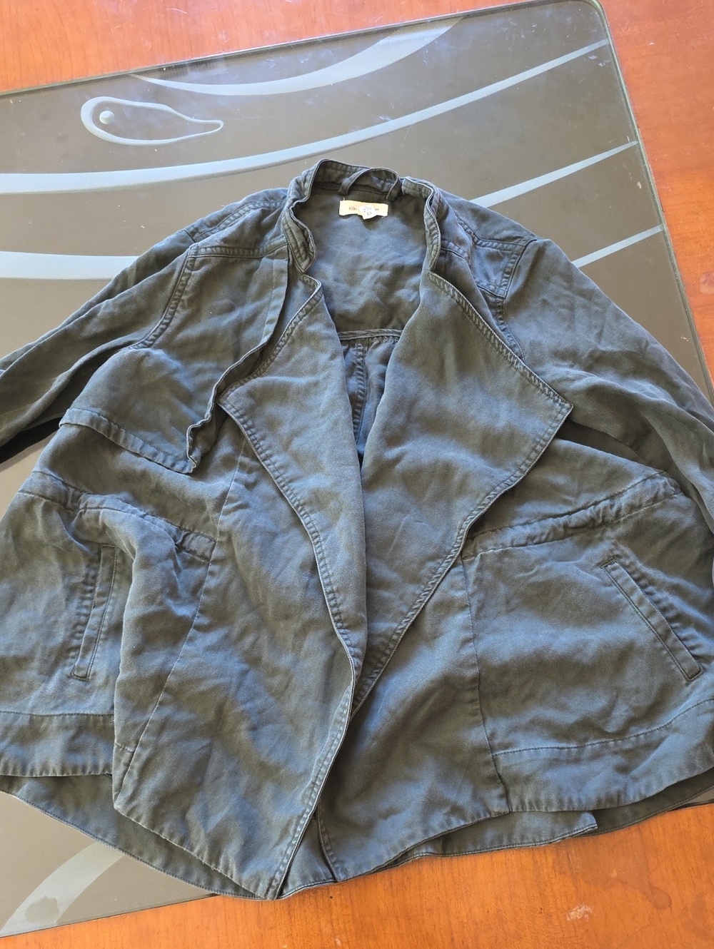 silence + noise slate gray open-front utility jacket